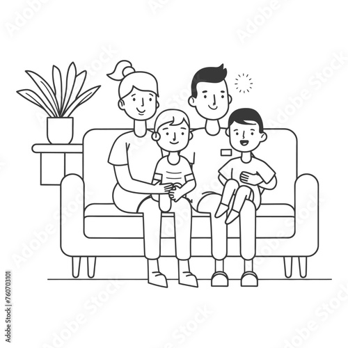 Outline illustration Celebration International Family Day family members in a positive vibes