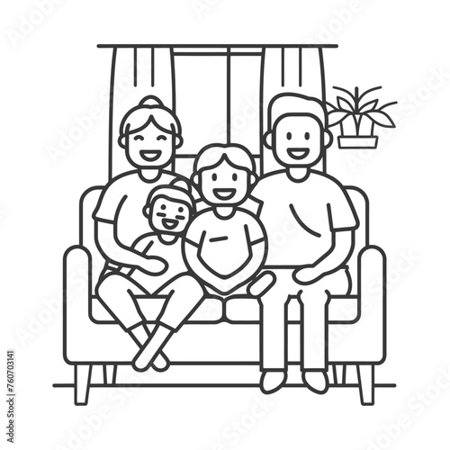 Outline illustration Celebration International Family Day family members in a positive vibes