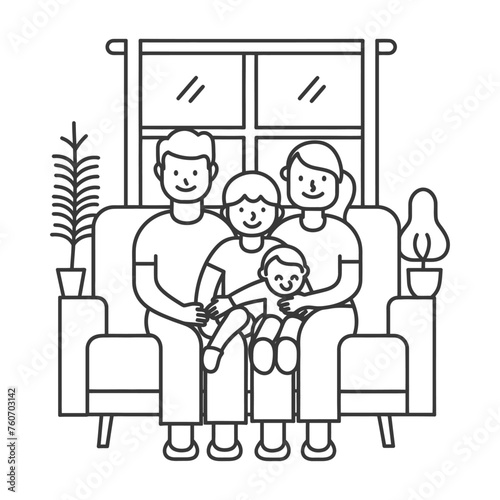 Outline illustration Celebration International Family Day family members in a positive vibes