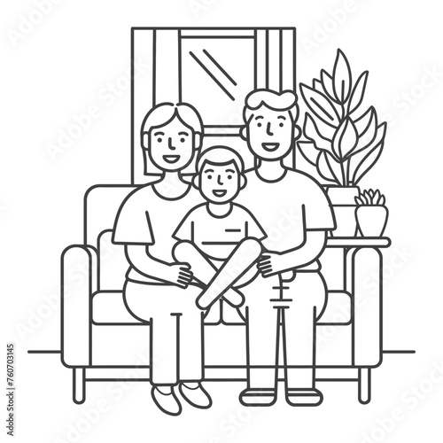 Outline illustration Celebration International Family Day family members in a positive vibes