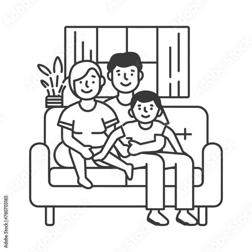 Outline illustration Celebration International Family Day family members in a positive vibes