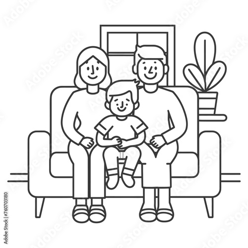 Outline illustration Celebration International Family Day family members in a positive vibes