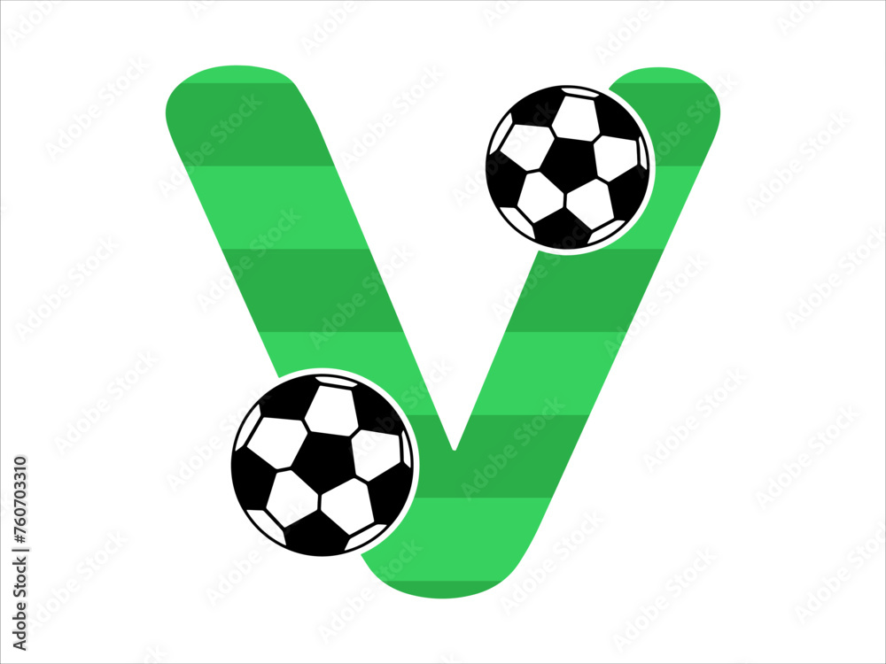 Obraz premium Alphabet Letter V with Soccer Ball Illustration
