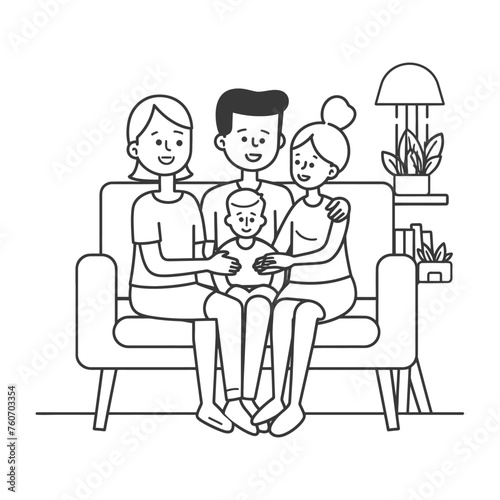 Outline illustration Celebration International Family Day family members in a positive vibes