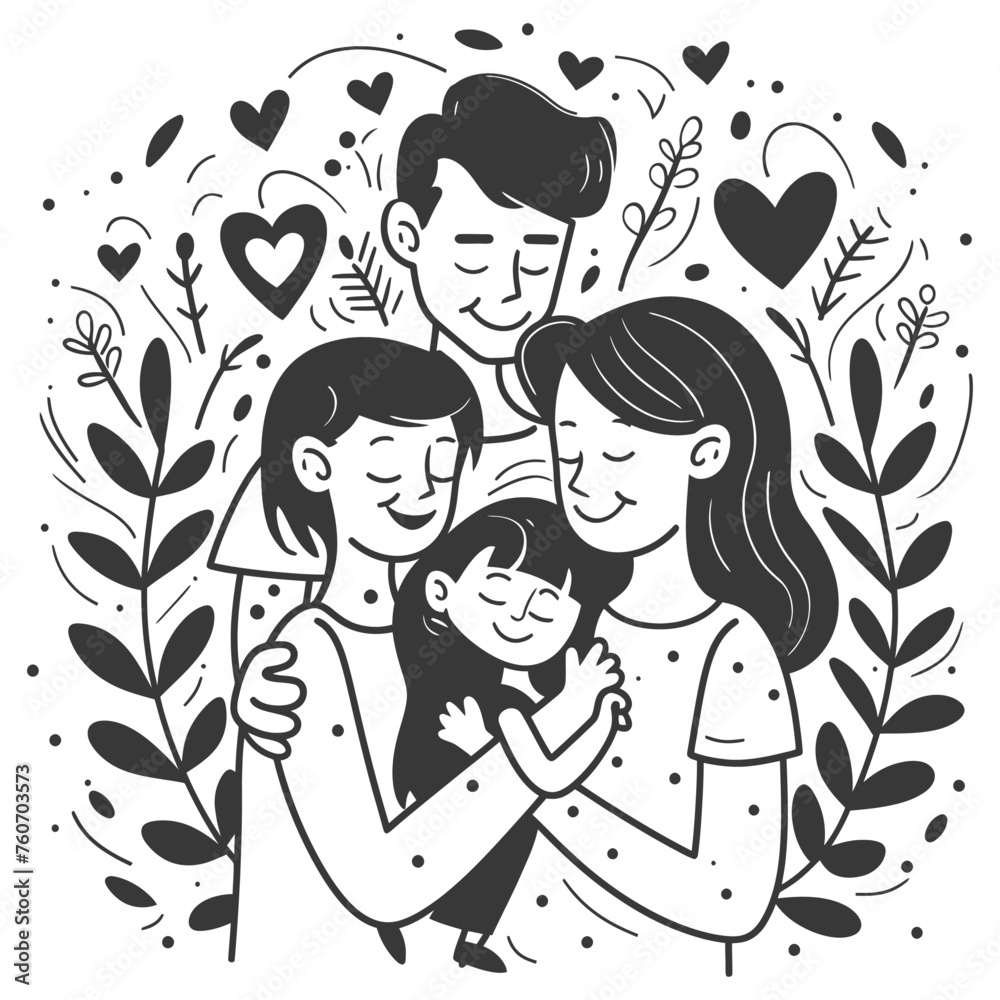 Outline illustration Celebration International Family Day family members in a positive vibes Outline illustration Celebration International Family Day family members in a positive vibes