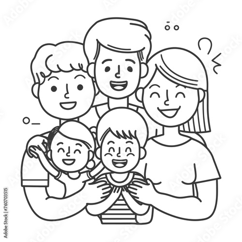 Outline illustration Celebration International Family Day family members in a positive vibes