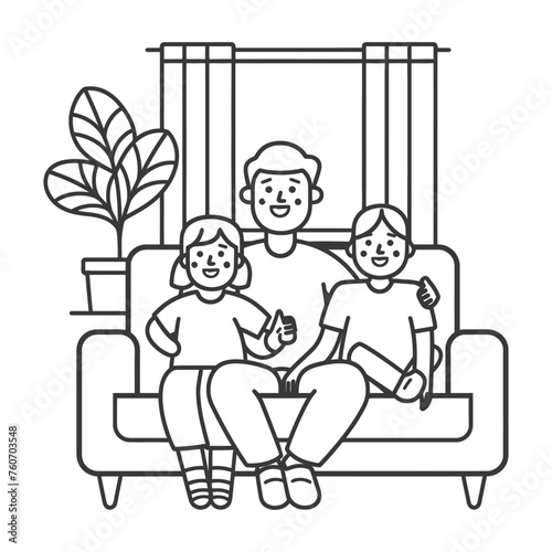 Outline illustration Celebration International Family Day family members in a positive vibes