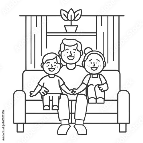 Outline illustration Celebration International Family Day family members in a positive vibes