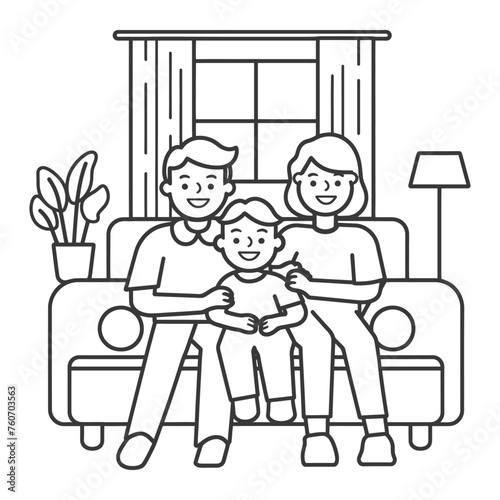 Outline illustration Celebration International Family Day family members in a positive vibes