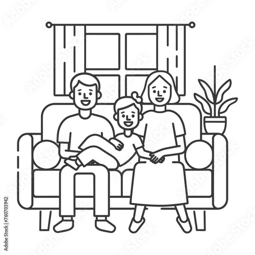 Outline illustration Celebration International Family Day family members in a positive vibes