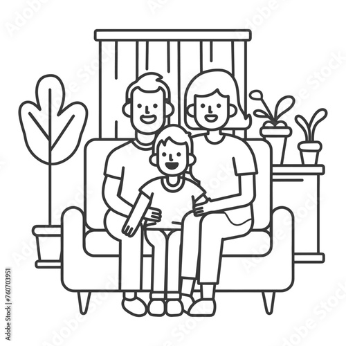 Outline illustration Celebration International Family Day family members in a positive vibes