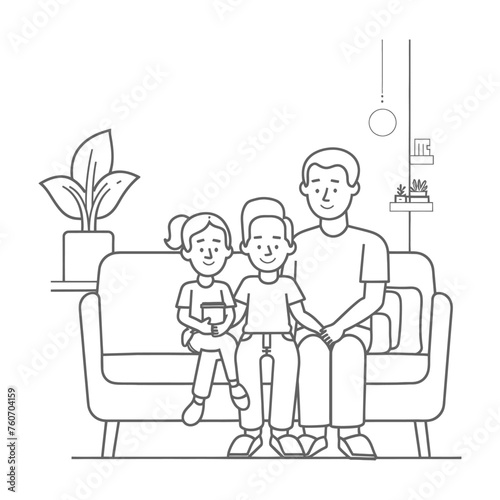 Outline illustration Celebration International Family Day family members in a positive vibes
