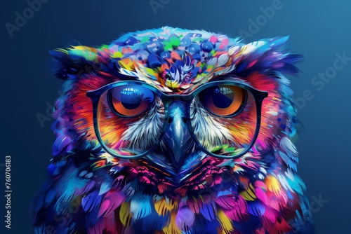A colorful owl with glasses © Photo And Art Panda