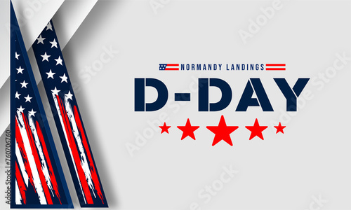 D-Day. Normandy landings concept Vector illustration. Template for background, banner, card, poster with text inscription photo