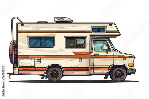 Freiheit auf Rädern: Illustration eines Campers für abenteuerliche Reisen und Outdoor-Erlebnisse