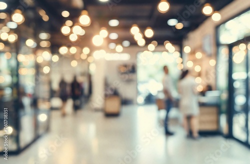 Blurred business office with people in casual wear, blurred bokeh background.