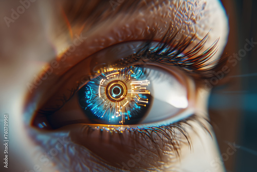 Human eye with futuristic smart iris human enhancement technology © dkimages