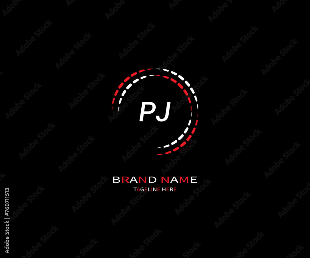 PJ LETTER LOGO Design ONE BLACK BACKGROUND