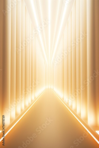 Ivory neon tunnel entrance path design seamless tunnel lighting neon linear strip backgrounds 3d