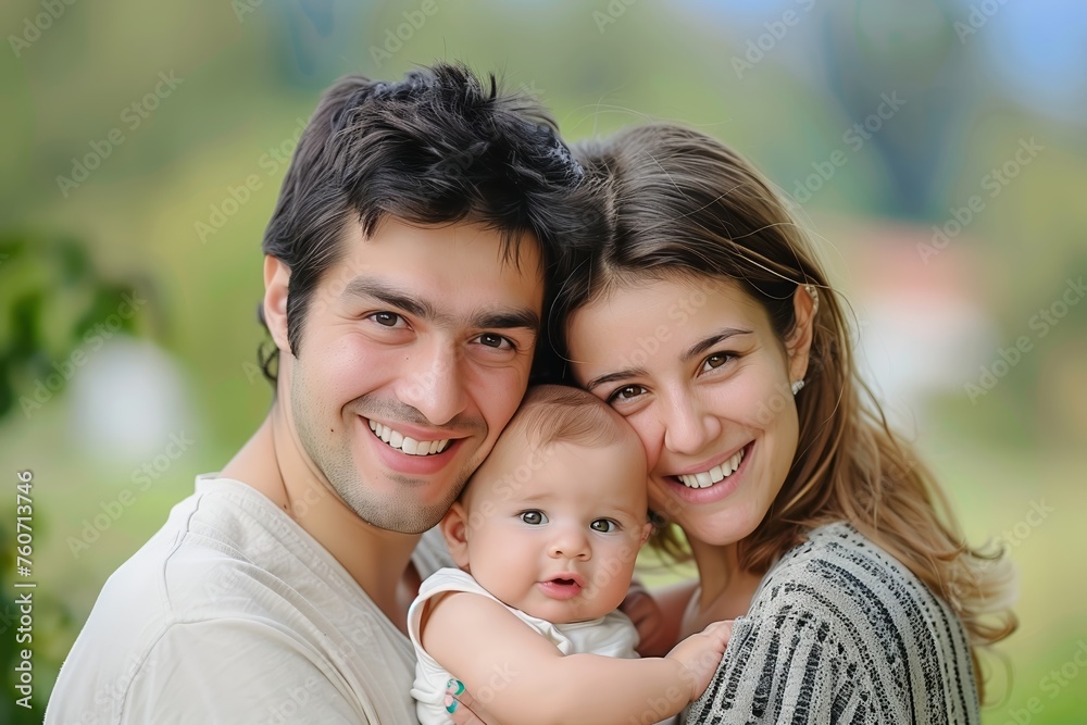 Fototapeta premium Happy family portrait with a baby