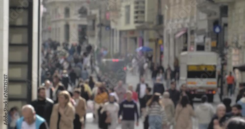 Wallpaper Mural Turkiye. Istanbul. Istiklal street in the middle of the day. Crowd. Slow motion with blur. Torontodigital.ca