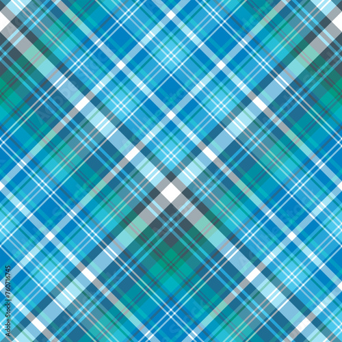 Seamless pattern in comfortable blue, green, gray and white colors for plaid, fabric, textile, clothes, tablecloth and other things. Vector image. 2