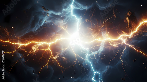 Energy lightning collision powerful illustration explosion background