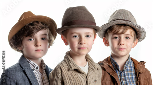 A group of handsome boys in stylish hats © Azazul
