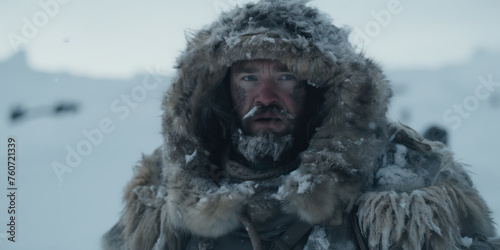 Winter Warrior: A Handsome Male Portrait in a Snowy Adventure