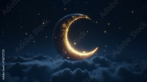 Ramadan the Holy Month of Muslims. Crescent Shape