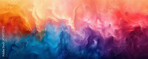 Abstract colorful background with fluid art pattern. Digital wallpaper design with vibrant orange, pink, blue, and purple gradients. Creative concept for poster, web background, or graphic design.