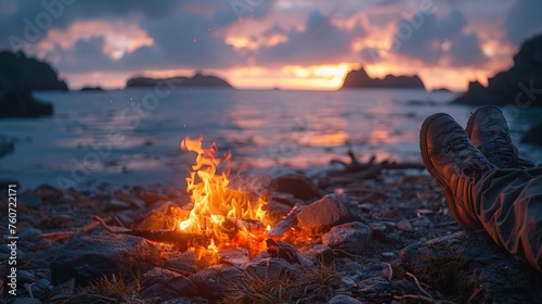 A bonfire near the beach on St John's Bonfire Night