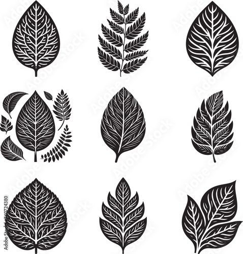 Leaf silhouette vector illustration set