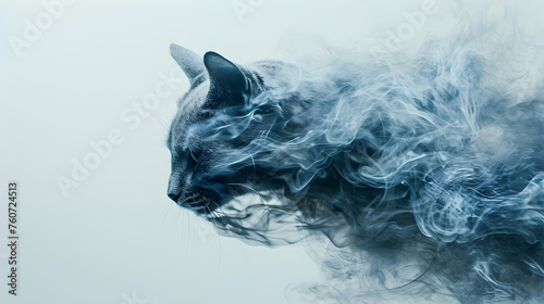 cat animal with amazing white smoke effect  © muhammad