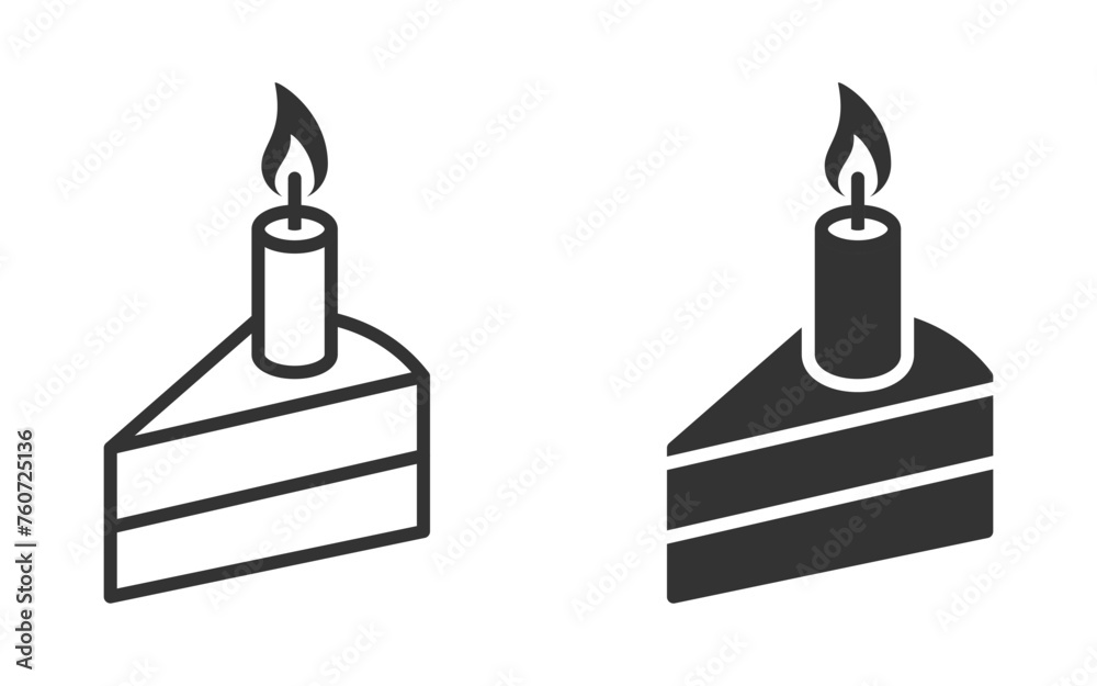 Piece of cake with candle. Vector icon Piece of cake with candle. Vector icon
