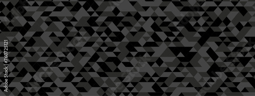 Seamless geometric pattern square shapes low polygon backdrop background. Abstract geometric wall tile and metal cube background triangle wallpaper. Gray and black low polygonal background. 