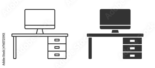 Office workspace desk icon. Vector illustration