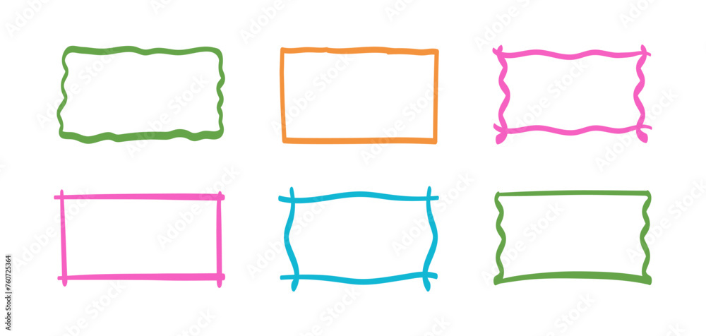 Hand-drawn colorful doodle frames. Set of the vector text boxes. Simple doodle rectangle pencil frame border shape. Hand-drawn doodle scribble border element for text quote template. Hand-drawn colorful doodle frames. Set of the vector text boxes. Simple doodle rectangle pencil frame border shape. Hand-drawn doodle scribble border element for text quote template.
