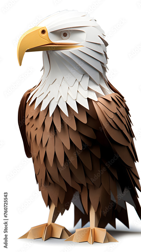 Fototapeta premium Paperstyle origami bald headed eagle, paperstyle eagle, origami animal eagle
