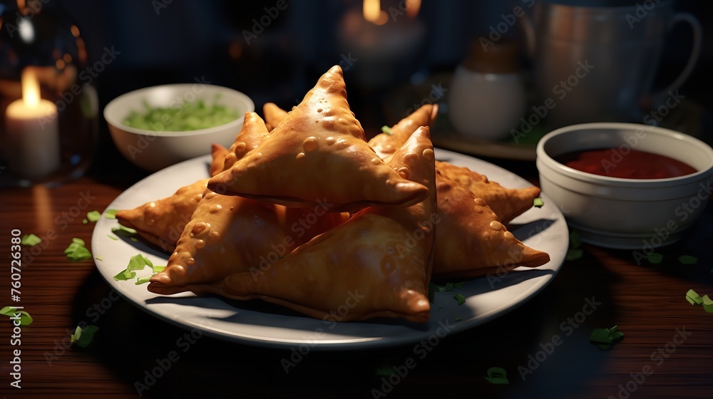 Vegetarian Samosa or Samosas Indian Special Tray