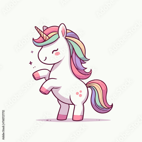 cute cartoon smiling unicorn vector illustration