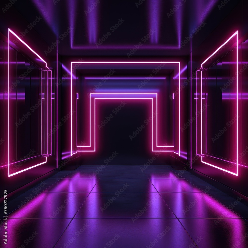 Mauve neon tunnel entrance path design seamless tunnel lighting neon linear strip backgrounds