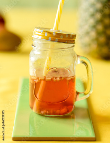 cold iced tea with lemon
