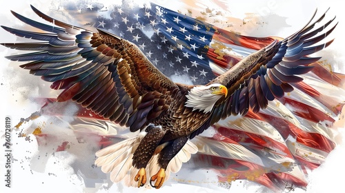 Eagle and Flag: Symbols of Freedom photo