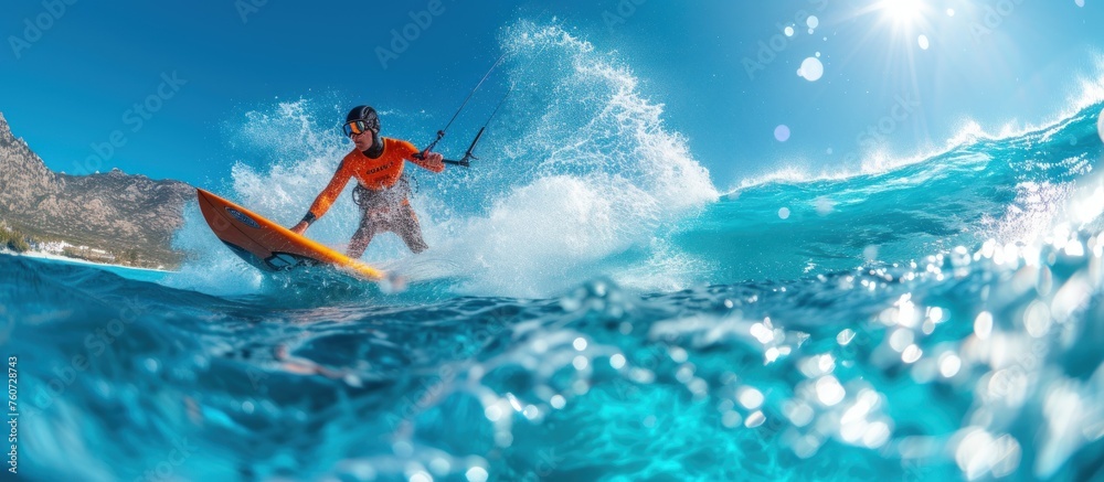Windsurfer in dynamic action