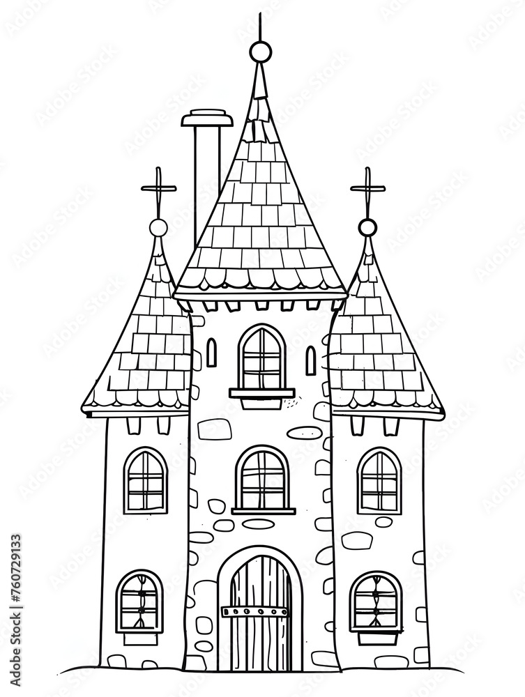 The old house or castle, image for coloring pages for girls
