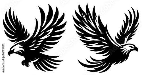 Majestic Flight - Twin Eagle Silhouettes in Soaring Pose