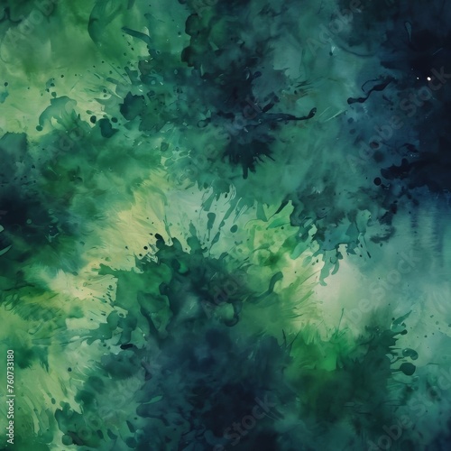 Watercolor splash pattern  watercolor background  mix of green and navy blue splash art