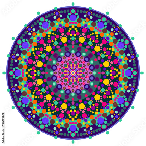 Mandala wit different colors ethnic ornament