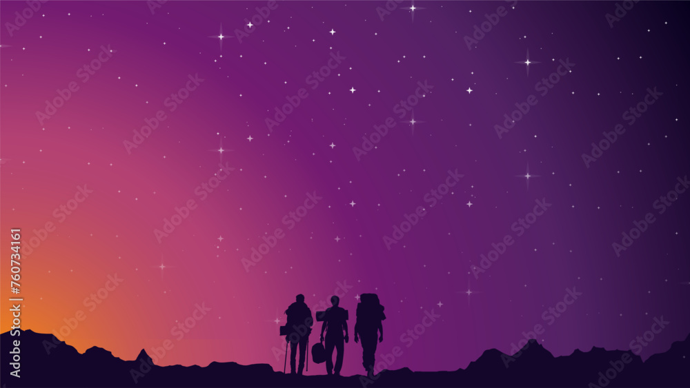 Traveler climb with backpack and travel walking sticks. silhouette of a person in the mountains. A Man hiking in the mountains. a person with backpack for hiking silhouette background Traveler climb with backpack and travel walking sticks. silhouette of a person in the mountains. A Man hiking in the mountains. a person with backpack for hiking silhouette background